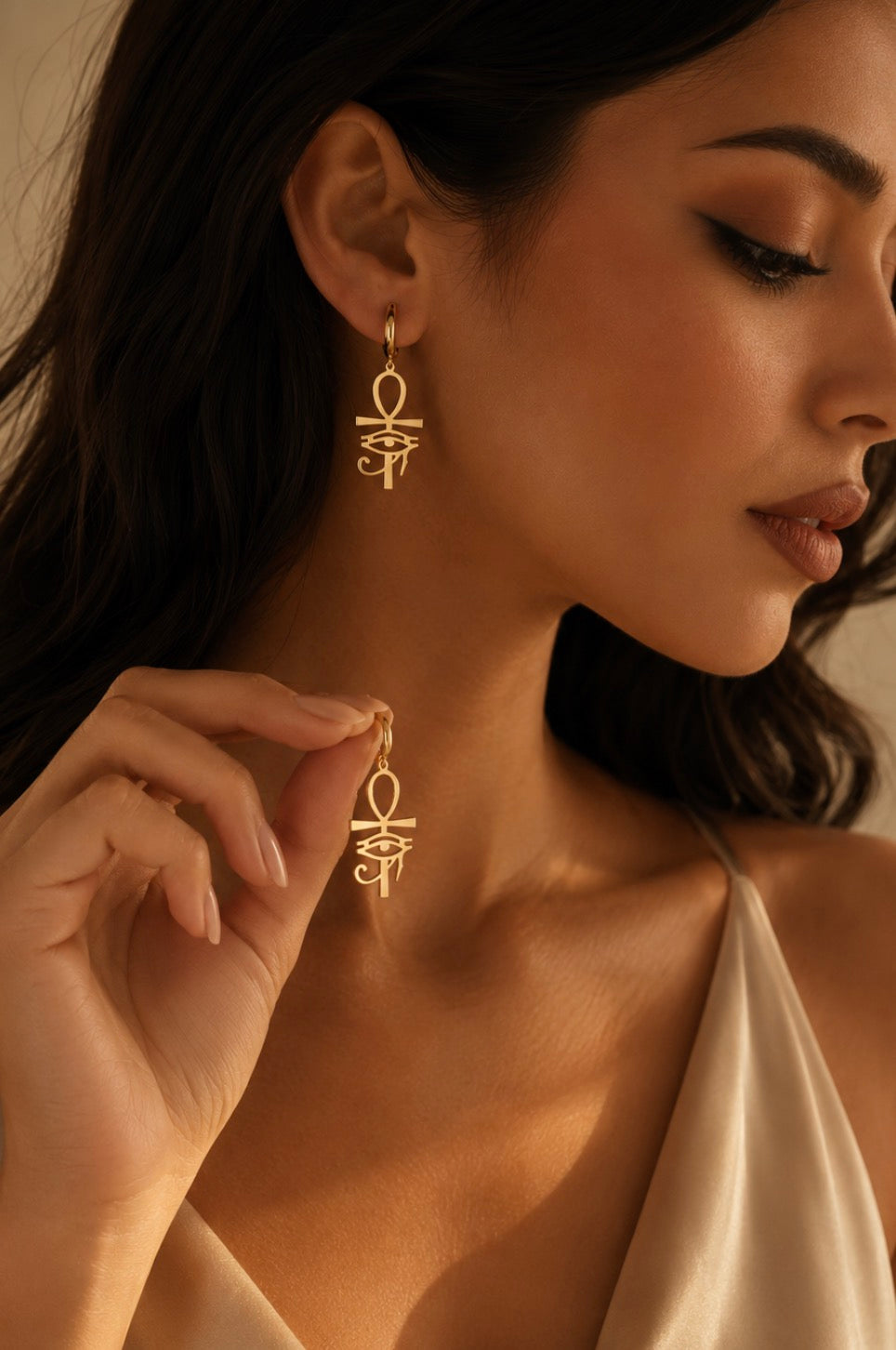 Eye of Eternity Gold Hoop Earrings