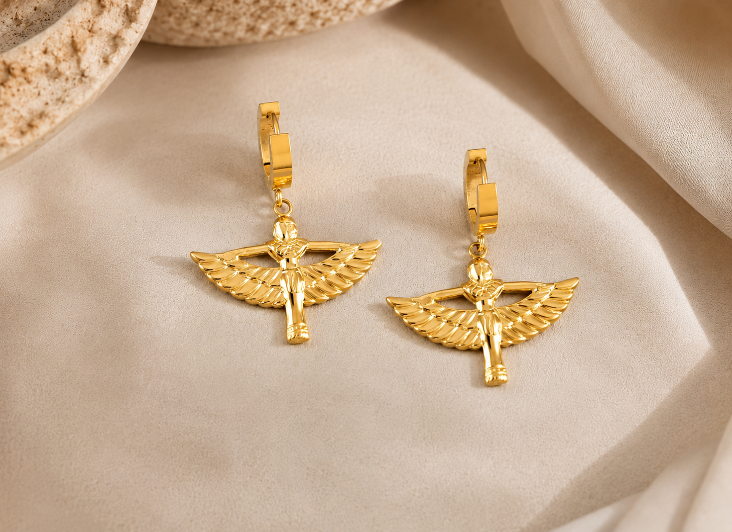 The goddess Isis gold hoop earring